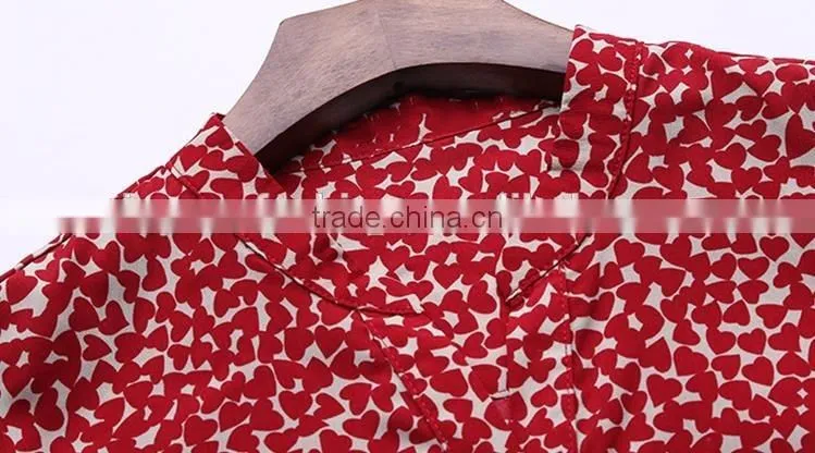 2017 new style office blouses for women printed long sleeve blouse