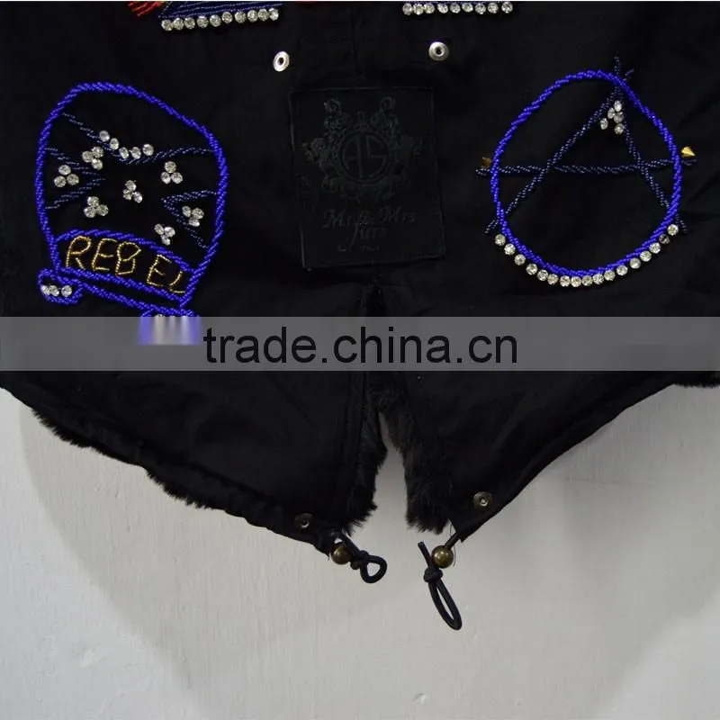 New Fashion black long Britain beading faux fur coat for men