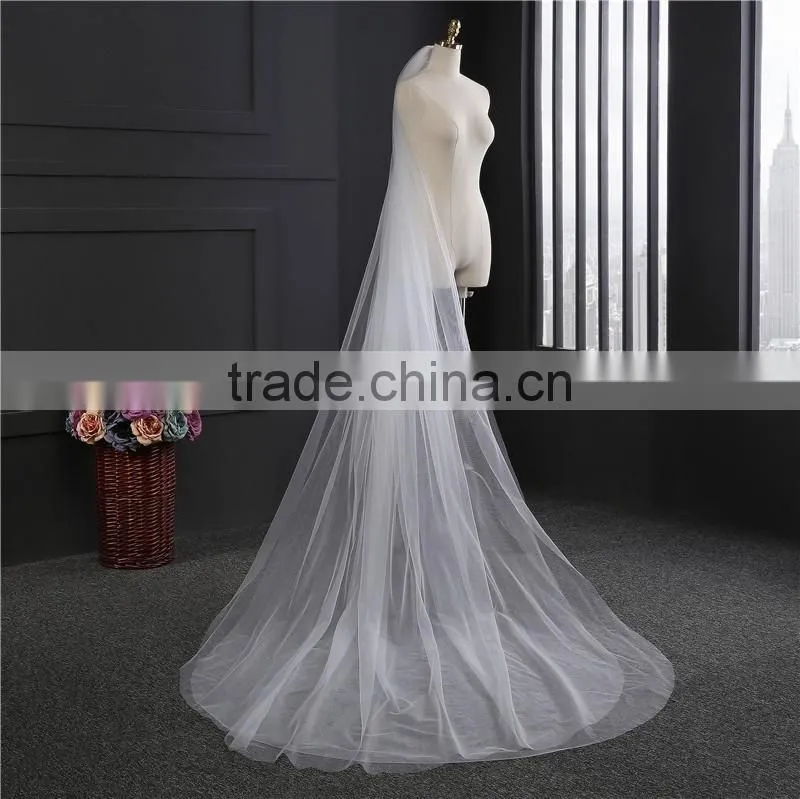 2017 wholesale new grance long lace bridal wedding veil Tulle
