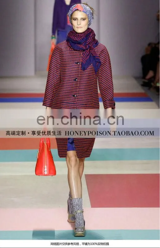 2014 european style polo collar three quarter sleeve ladies net dress