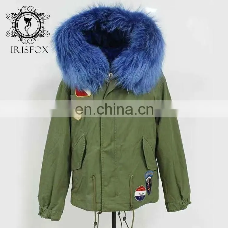 Irisfox 2016 winter warm raccoon fur hooded coat