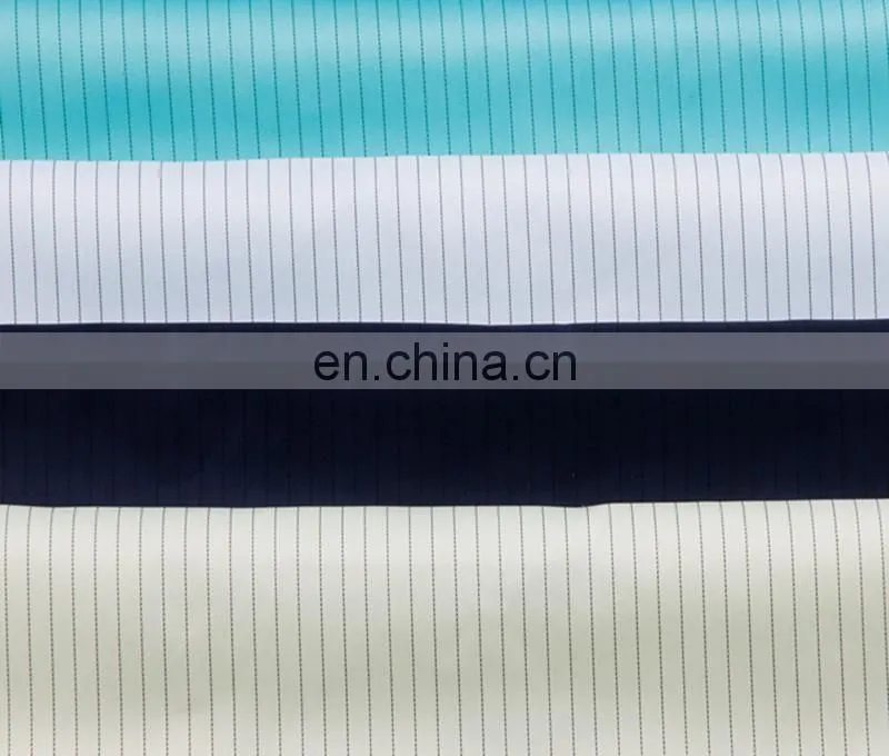 High quality antistatic conducive yarn esd cleanroom 5mm strap/grid polyester fabric