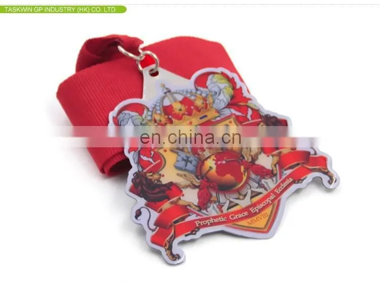 Newest customized souvenir 3d custom color metals medal with ribbon