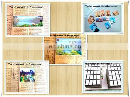 Promotional gifts tin fridge magnet with paper card package