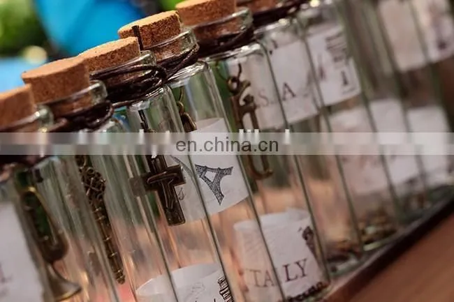 antique metal pendant charms wishing bottle cork creative mini glass bottle with charms