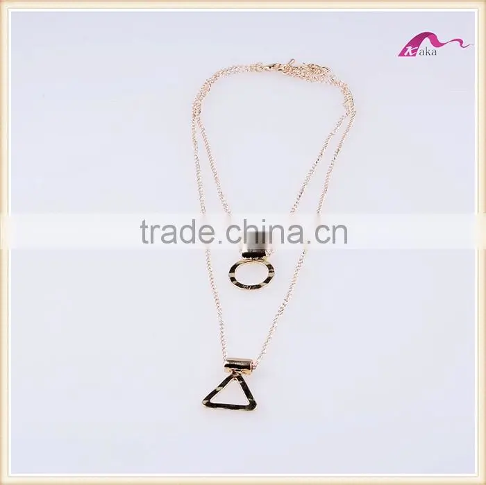 Fashion Multi Layered Gold Plated Pendant Statement Necklace