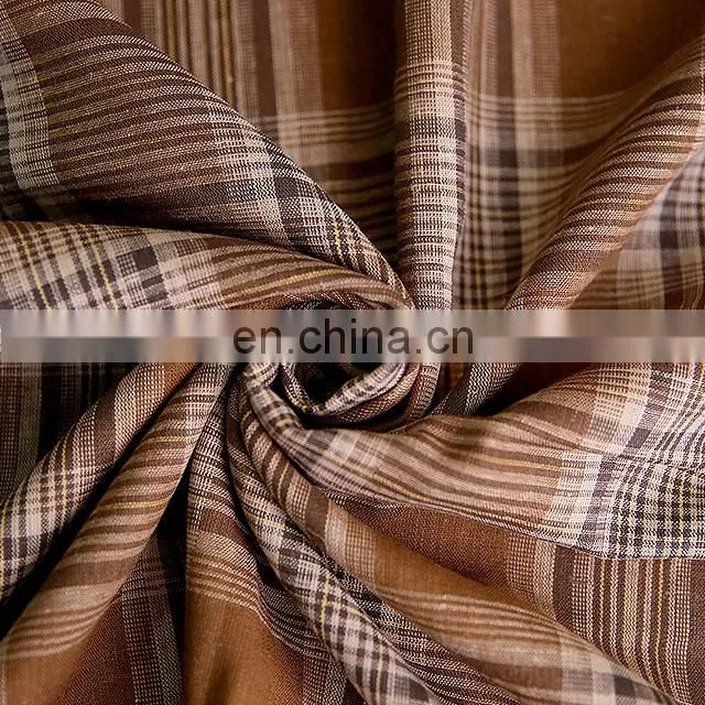 Direct factory cheap price yarn dyed fabric linen rayon blend plaid fabric