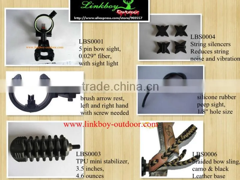 Linkboy BUPGRADE KIT COMPOUND BOW - STABILIZER OPTIC SIGHT ARROW REST Peep String6in1set