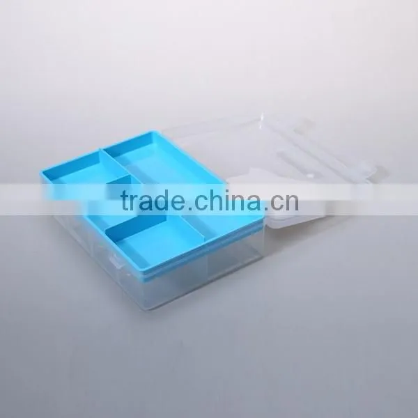 Double Layer 14 Compartment Plastic Storage Organizer Box with Removable Dividers