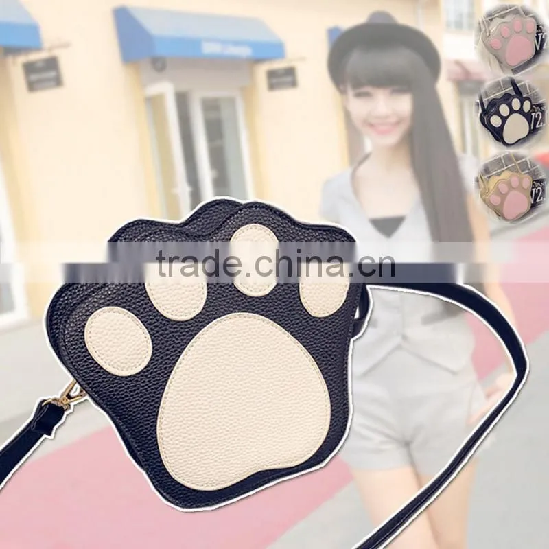 PU shoulder cross body handbags purses ladies bags footprint women bag