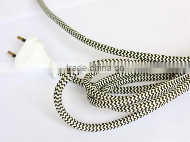 Lamp braided power cable power cord