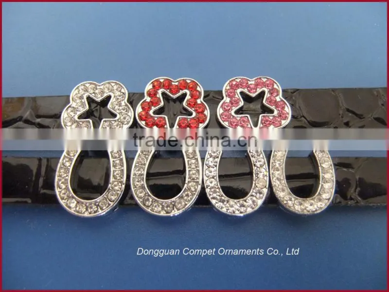 Zinc Alloy Rhinestone Plum Flower 10mm Slide Charms with full diamonds
