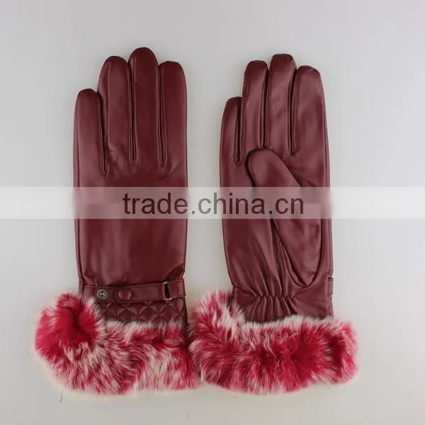 fur glove rex rabbit cuff genuine hand gloves manufactures in China