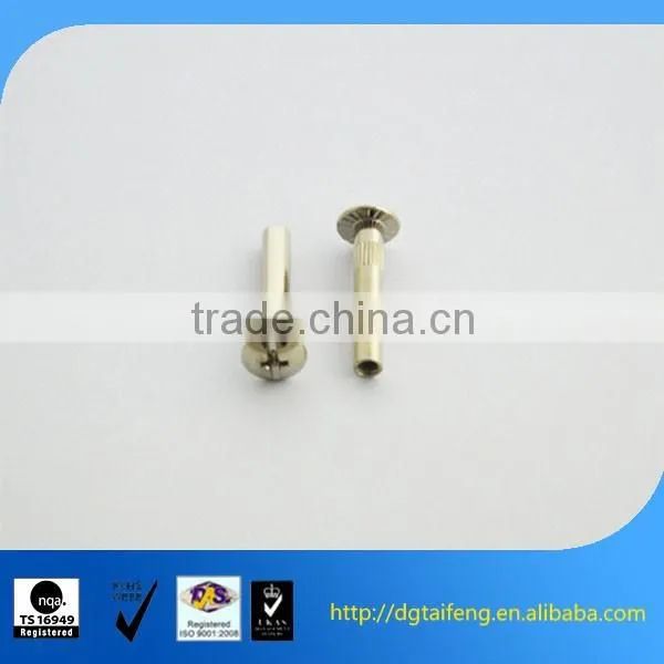 Slotted dome head steel and brass dowel screw