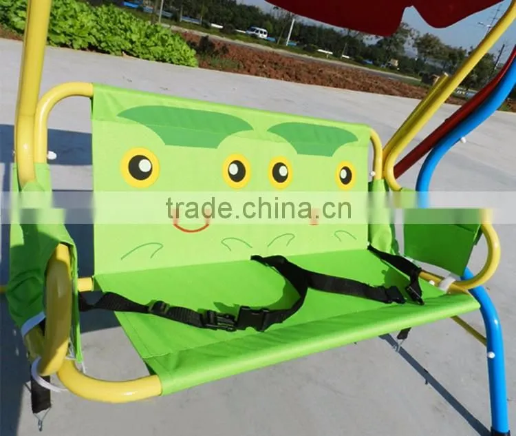 Lovely Cartoon Safety Baby Cradle Swing Metal Kids Patio Swing With Canopy