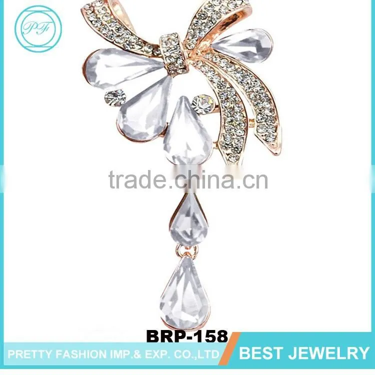 Fashion Rhinestone Butterfly Knob Brooch