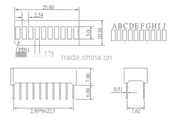 5 Segment 8 Segment 10 Segment Multi-Colors NEWSHINE Multi Colour LED Bar Graph Array