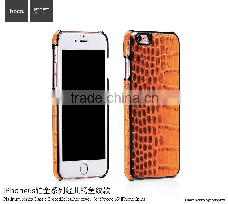 Classic Crocodile Leather Rubber Case for iPhone 6Plus HOCO Real Leather Cover Platinum Series Shell for iPhone 6s Plus MT-5810
