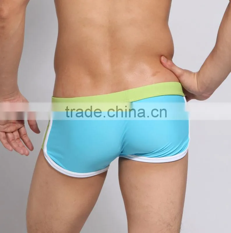 2015 Solid Men Knot Swimwear Plus size Swimwear Sexy Boxer Men Swimwear Short