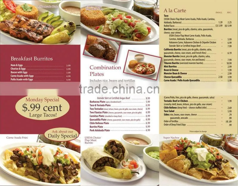 New Restaurant Menu Printing