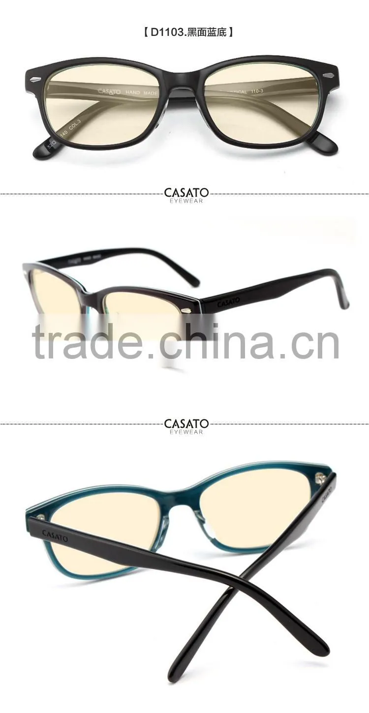 High quality new fashion Unisex Anti Blue Computer Glasses D1103 Acetate Glasses