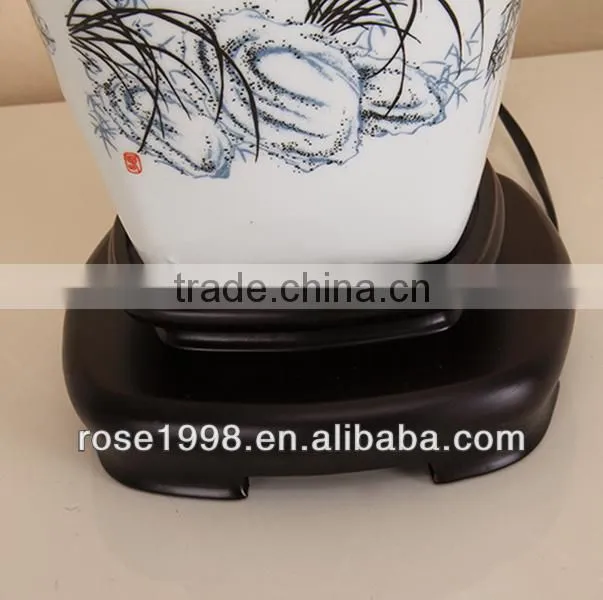linen shade of white ceramic table lamp