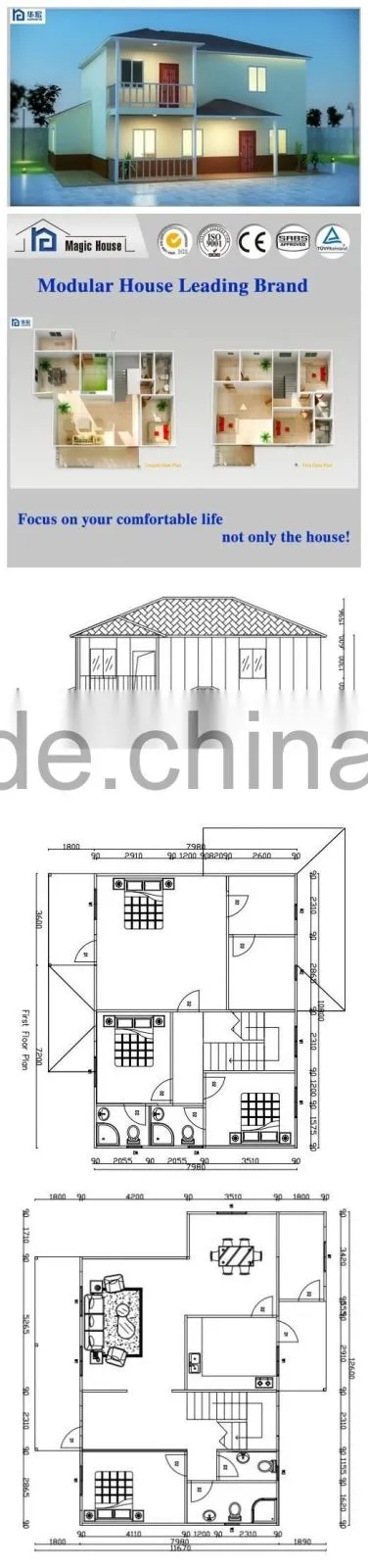 New Technology Exclusive supply green light steel structure concrete prefabricated house