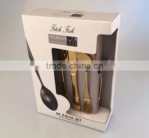 New Style gold-plated color flatware cultery set 6003