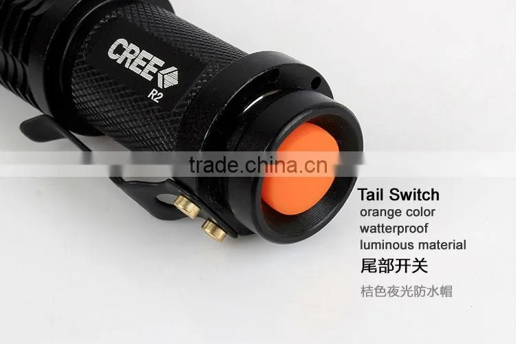 GOREAD C15 flashlight rechargeable Mini LED Flashlight Torch Adjustable Focus Zoom Light Lamp Black