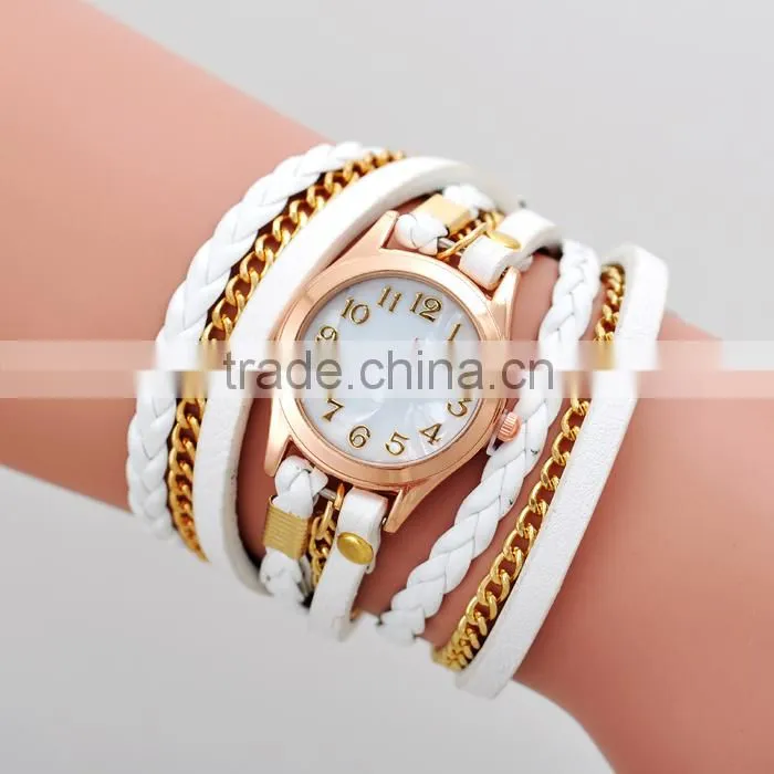 Long Strap Women Vintage Wrapped Leather Strap Quartz Watch