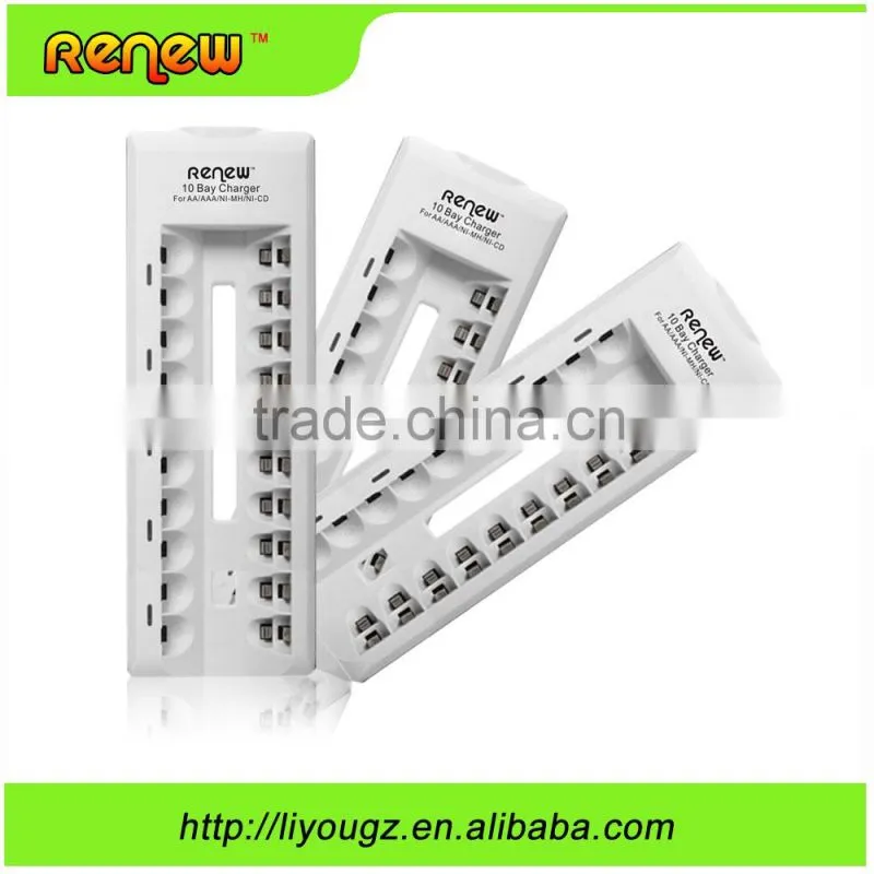 New!!! 10 Bay/Slot AA AAA Ni-MH Ni-Cd Quick Charger Smart Battery Charger for Rechargeable Batteries