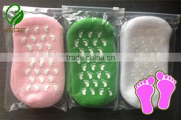 colorful cotton spa gel socks for foot care, crack foot treatment gel socks