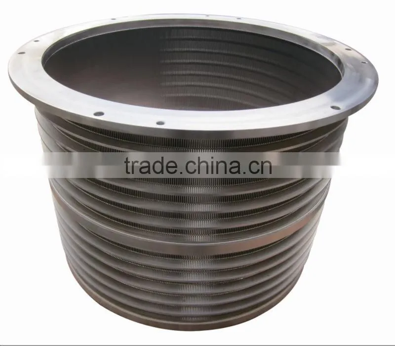 Stainless steel strainer drum in stock preparation line