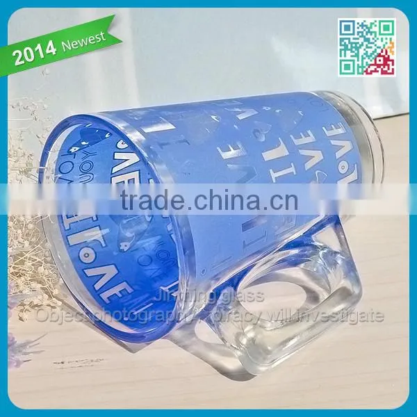 Hot sale high quality coffee glass with handle wholesale colored coffee glass