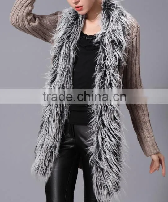 fashion and warm ladies fur collar cardigan sweater