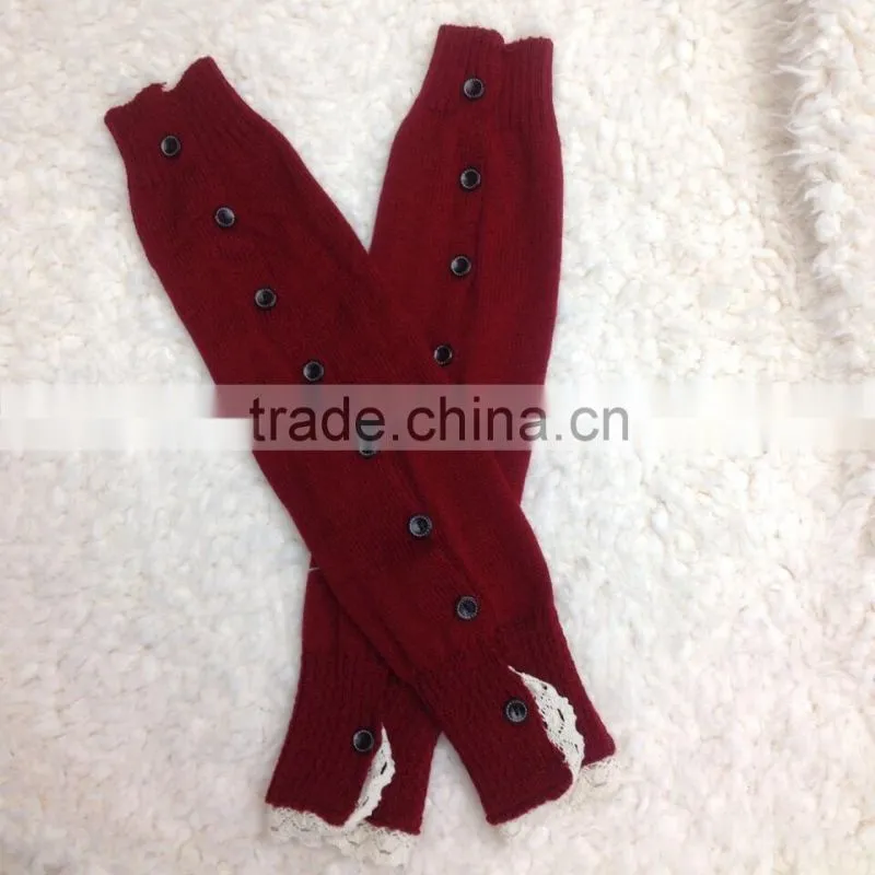 Wholesale Acrylic Knitted Leg Warmers With Buttons For Women Girl Lace Leg Warmers