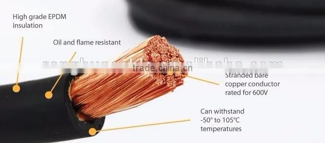 Low Voltage Industrial Red Copper Wire Conductor Rubber Insulation Weld Cable