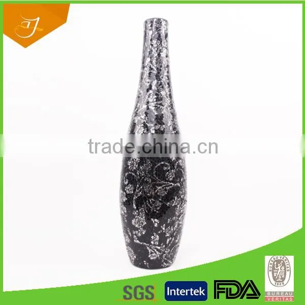 Black Mosaic glass vase For Home Decoration,High Quality Mosaic glass vase