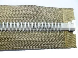 5# metal aluminum teeth zipper open end zipper with auto-lock zipper slider jacket zipper
