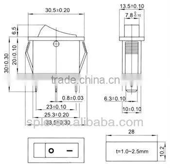 3way SPDT KCD3 rocker switch t85 10A 250AC