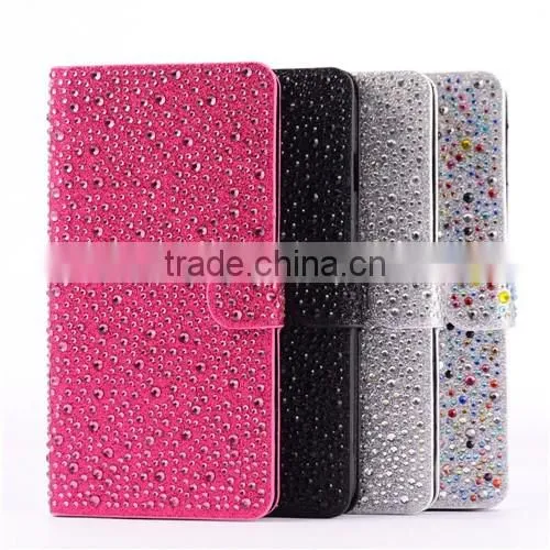 Customized Rhinestone Leather Stand Phone Case Flip Cover For Samsung Galaxy on7