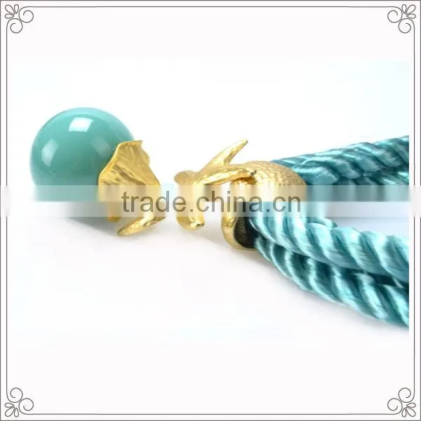 Green Cord Vintage Alloy Resin Jewelry Necklaces For Unisex
