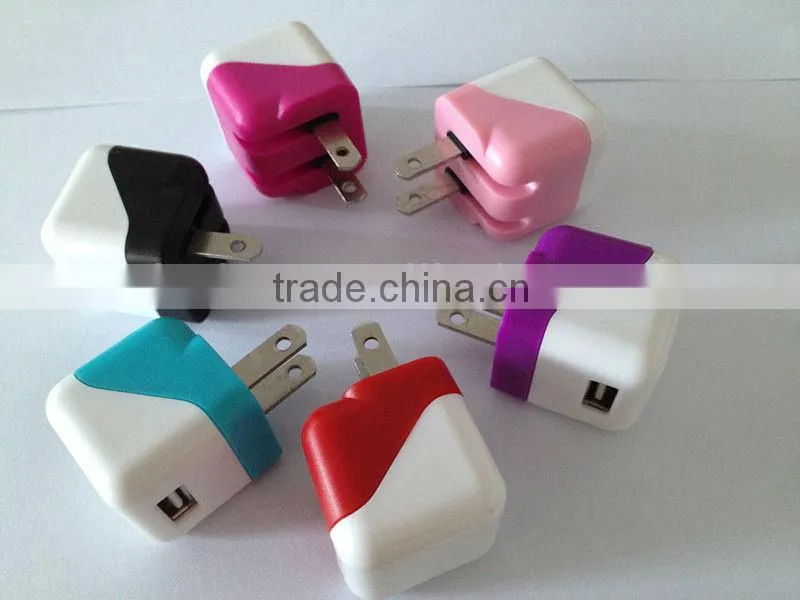 The POpular Colourful USB wall charger portable charger mobile charger DC 5v1000mA home charger for smartphone