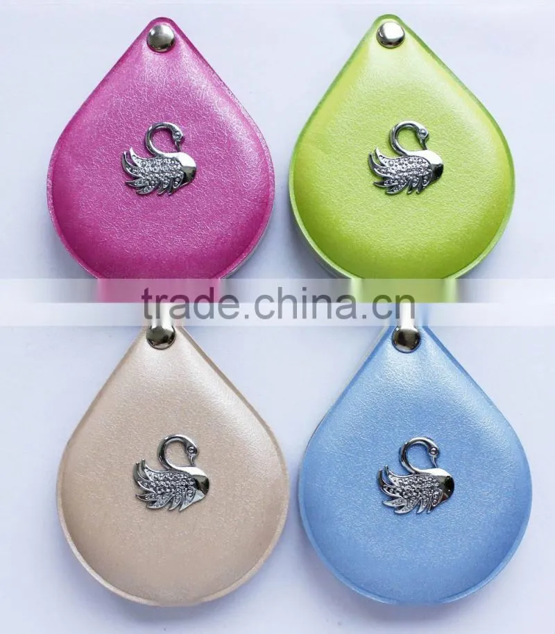 2015 new style water-drop shape foldable travel mirror with swan accessories,ME314-F