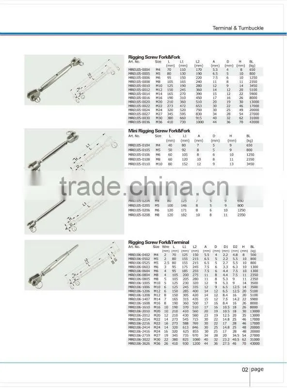Stainless Steel Rigging Screw/ Closed Body Turnbuckle