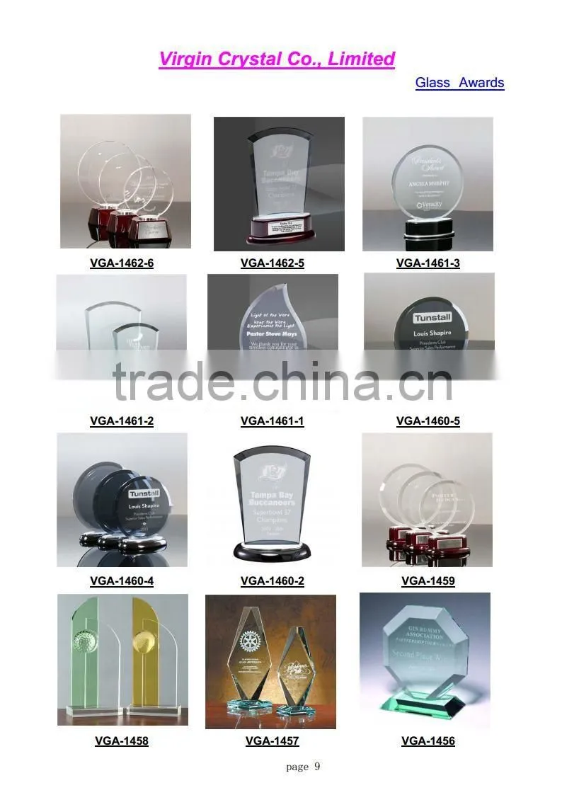 China wholesale crystal glass pegoda shape trophy with stand for employee award