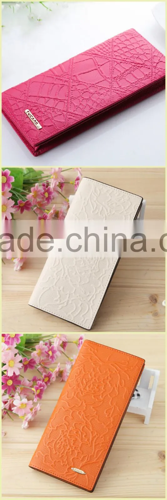 2016 popular customized top layer genuine leather lady`s purse , fashional design printing women`s wallet
