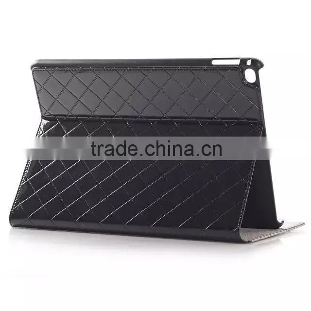 lattice leather stand case for ipad air 2, with sleep and wake function case for ipad 6