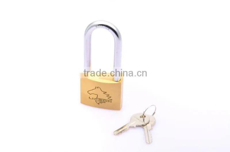 Long shackle single locking brass safety padlock