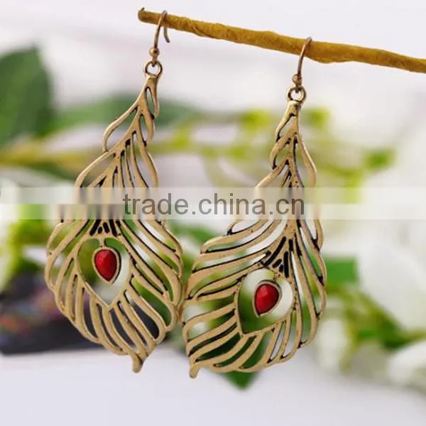 industrial jewelry vintage peacock design shaped feather earring